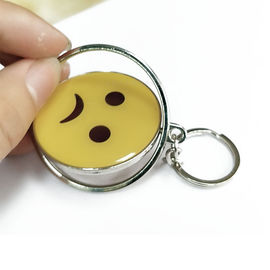 الوجه المبتسم شعار مخصص سلاسل المفاتيح الدائرة الصفراء مع المعادن الصديقة للبيئة