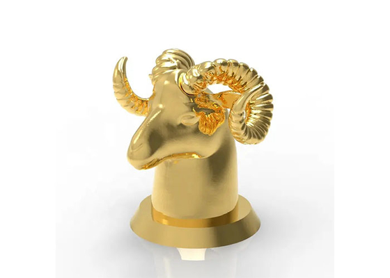 غطاء زجاجة عطر بتصميم حيوان إبداعي فاخر من Zamac بغطاء 15 ملم من سبائك الزنك المعدنية الذهبية