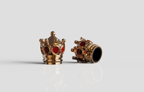 شراء الذهب اللامعة المخصصة على شكل تاج زماك غطاء العطر الزنك غطاء زجاجات العطر online manufacture