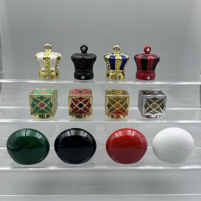 شراء أغطية عطر زاماك الماسية السوداء / الذهبية الممتازة لحلق الزجاجات القياسية online manufacture