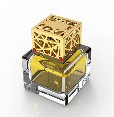شراء Square hollowed-out perfume cap gemstone cap Golden تصنيع عبر الإنترنت