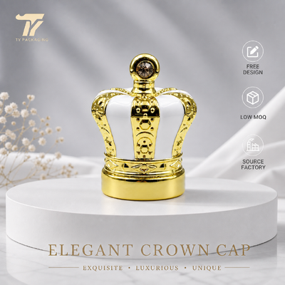 شراء غطاء العطر التاج، غطاء زاماك الحجر الأزرق، غطاء العطر الذهبي الأبيض، عبوة العطر المزخرفة ذات اللونين، غطاء العطر المعدني بالشعار المخصص، مصنع غطاء العطر بالجملة تصنيع عبر الإنترنت