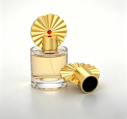يشتري غطاء عطر فاخر على شكل مروحة من الزاماك مع كريستال أحمر مرصع ومطلي بالذهب تصنيع عبر الإنترنت