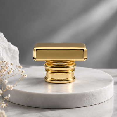 شراء غطاء عطر مستطيل ذهبي مستدير متعدد الحلقات من سبائك الزنك مصقول معدني مخصص لزجاجات العطور الزجاجية الفارغة الفاخرة تصنيع عبر الإنترنت