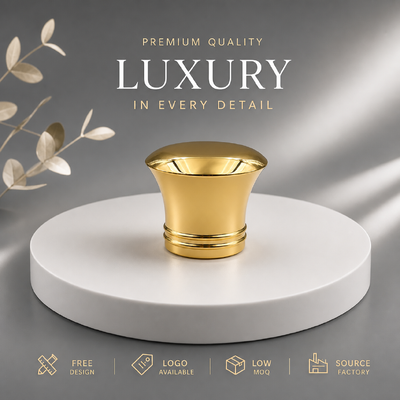 شراء غطاء عطر من سبائك الزنك الذهبي ذو قبة مسطحة مخصص للمصنع، ذو خصر منحني، وقاعدة مزدوجة الحلقة، وشعار محفور حسب الطلب من OEM ODM، وغطاء عطر من الزاماك للزجاج الفاخر، مغناطيسي تصنيع عبر الإنترنت