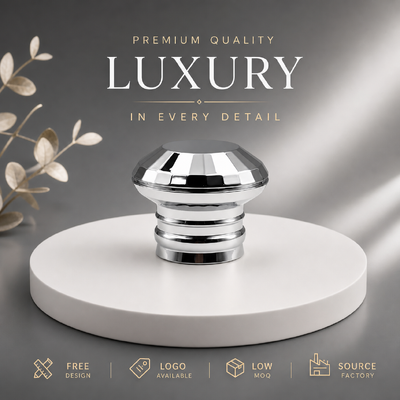 شراء غطاء عطر معدني ثقيل من الزاماك بتصميم قبة هندسية فاخرة متعدد الحلقات بطلاء كروم فضي من سبائك الزنك لتغليف العطور الفاخرة الراقية، غطاء مغناطيسي تصنيع عبر الإنترنت