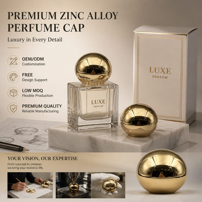 شراء غطاء عطر كروي معدني ذهبي بمرآة من سبائك الزنك، غطاء كروي فاخر كإكسسوار تجميلي بشعار مخصص لزجاجة عطر زجاجية مغناطيسية تصنيع عبر الإنترنت