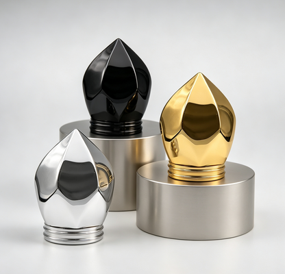 يشتري غطاء عطر من سبائك الزنك FEA15 بتصميم براعم ماسية متعددة الأوجه فاخر مطلي كهربائيًا غطاء زجاجة عطر شعار مخصص OEM ODM تصنيع عبر الإنترنت