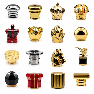 كوبات عطر زاماك الفاخرة FEA15 رأس الحيوان تاج هيكساجون مربع سبيكة الزنك عطر الزجاجة غطاء الكهربائية شعار مخصص OEM ODM